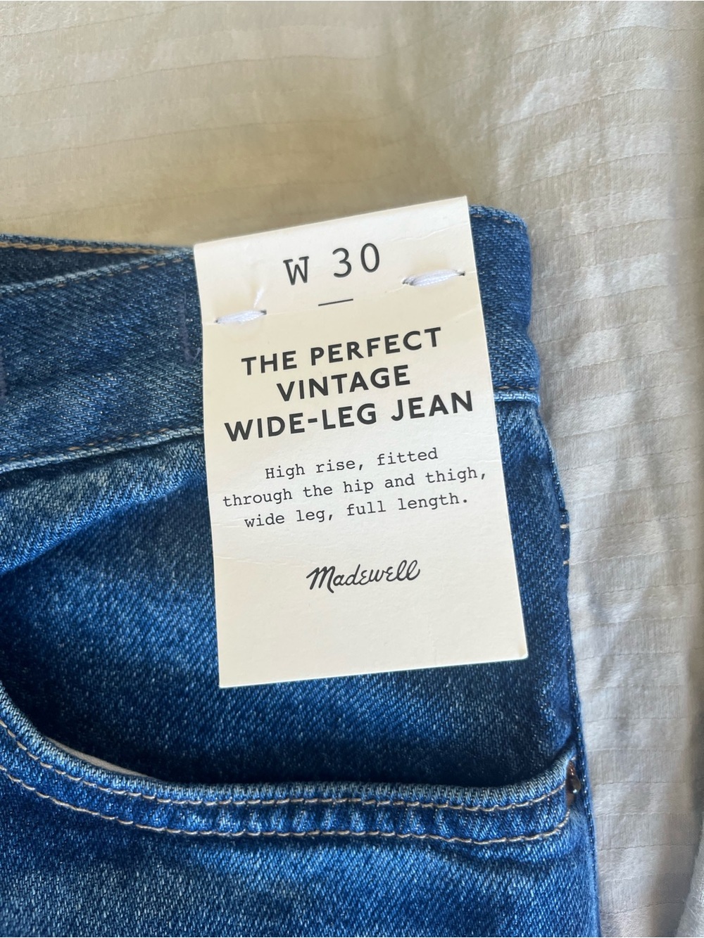 NWT Madewell Perfect Vintage Wide-Leg Jeans in Bedford Wash